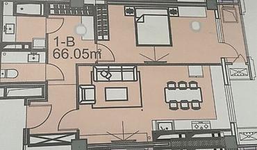 107: 2 комнаты, 66 м², Кок-Жар мкр Элитка, 13 этаж, ПСО (под самоотделку) — 3