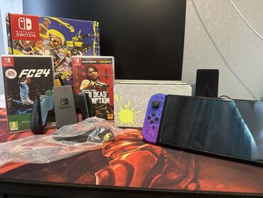 baku electronics komputer: Nintendo Switch Oled SPLATOON EDITION (Special Edition )+ 2 oyun+
