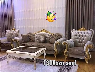 диван и 2 кресла мягкая мебель: Divan kreslo desti yeni qonaq otağı mebeli keyfiyyətli cehizlik mebel — 1