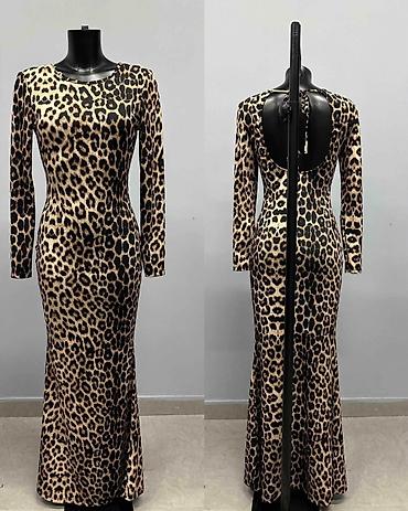 Elegantna maxi haljina sa leopard printom - Kroj: pripijena silueta