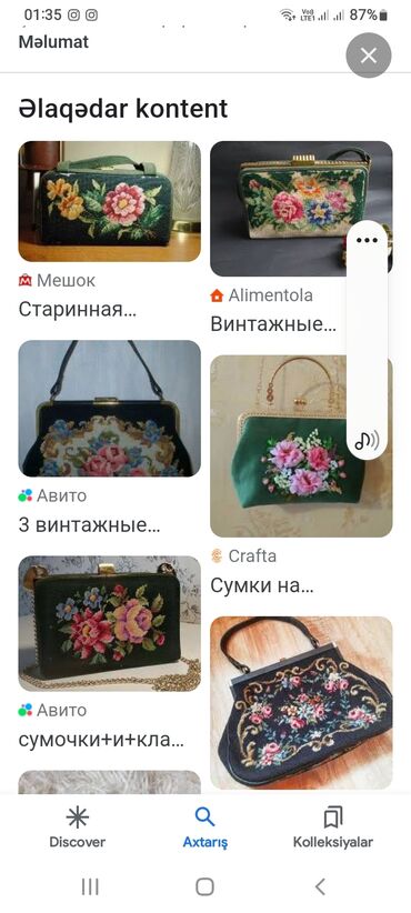 Çantalar: Roza i̇lməli̇ retro çanta -🎁 hədi̇yyəli̇ (şəkillərə bax) -1930-50 ci — 15