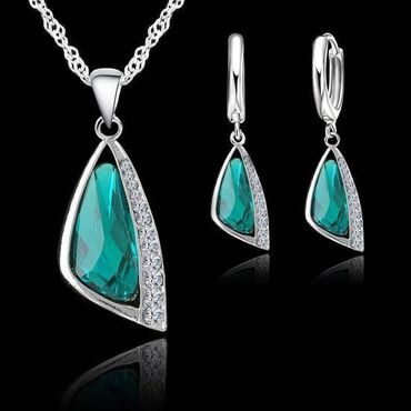 Set: Earrings, Necklace, Pendant, Material: Silver