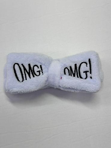 cd card: Мягкое плюшевое ободок-лента для волос с бантиком и вышивкой «OMG!» — 1