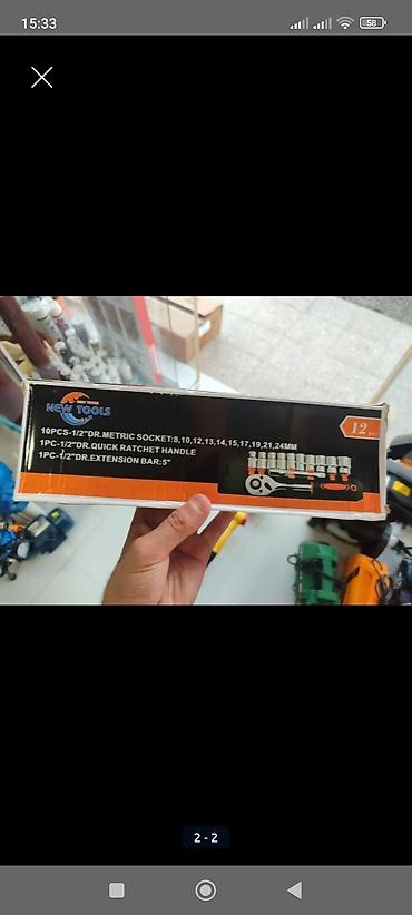 disk 17 lik: 12 hissəli qollu başlıq açar dəsti – NEW TOOLS Tərkibi (1/2" dr.): - — 2