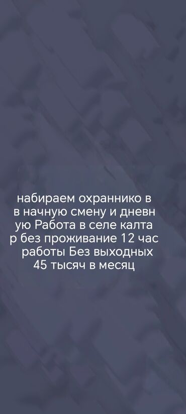 я ищу работу охраны: Ищем охранника для работы в ночную и дневную смены. Предлагается