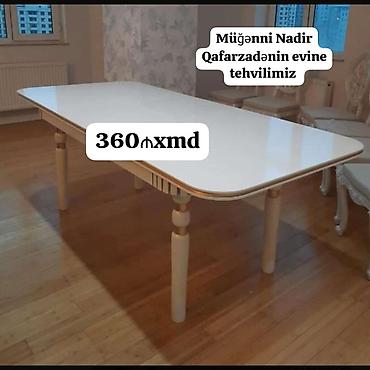 masa ev: Mətbəx/Qonaq otağı masası - Material: Parlaq ağ üst səth, taxta — 1