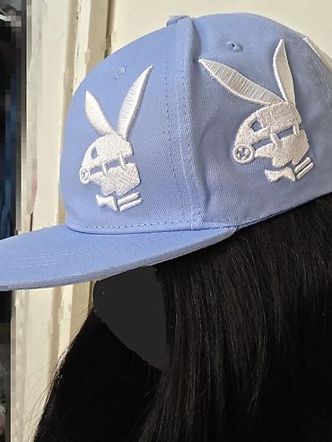snapback: Снэпбек кепка, светло‑голубая. - Прямой козырёк с прострочкой - — 2
