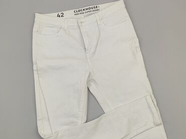 białe dżinsowe spódnice: Jeansy, Clockhouse, XL, stan - Dobry