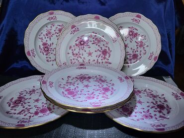 Ostali antikviteti: Tanjiri 8 kom.Meissen Indian Pink Flowers.4g. Meissen tanjiri 8 — 1