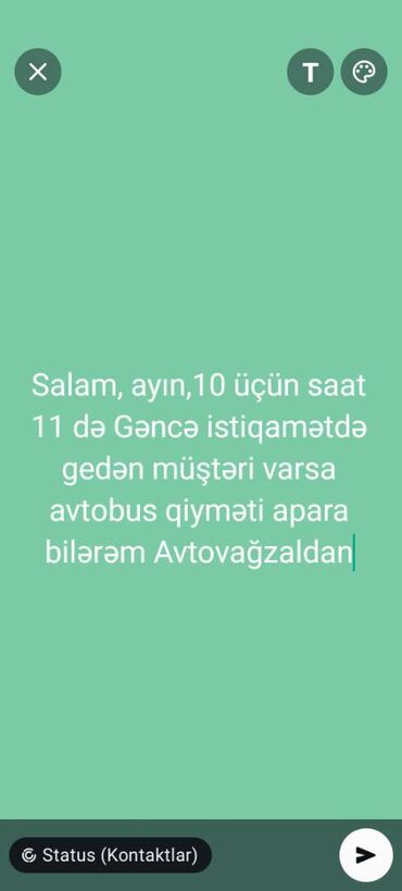 Başqa xidmətlər: Salam Aleykum Ayın 10 saat 10:30 Bakı- Gəncə, ayın 11 saat 22:00