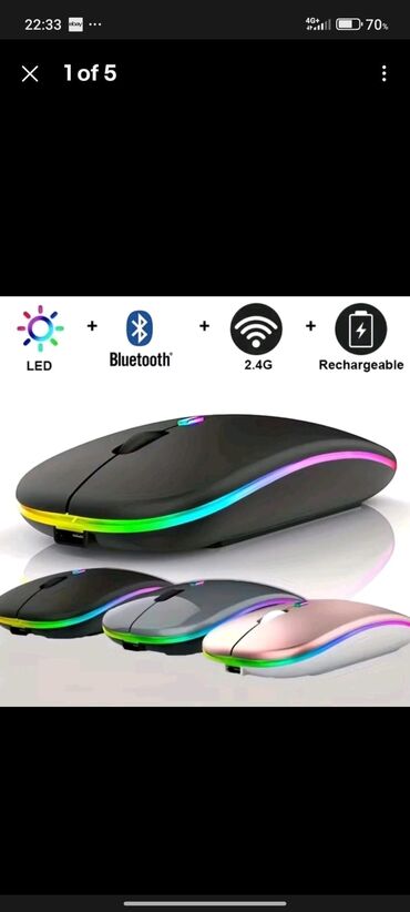 Səsgücləndiricilər, qulaqlıqlar və mikrofonlar: Bu simsiz siçan parlaq RGB LED işıqlandırmaya malikdir və iki qoşulma