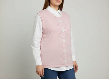 sweter piórkowy na drutach: Marks & Spencer, Women`s waistcoat, size 2XL (EU 44)