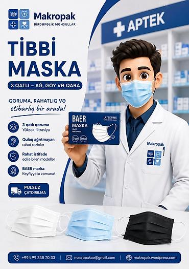 agardici maskalar: 😷 BAER tibbi maskalar — rahatlıq və keyfiyyət bir arada! 3 qatlı — 1