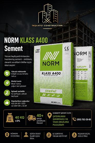 Norm Sement, M-400, A-klass, Kredit yoxdur, Pulsuz çatdırılma lalafo.az -da Norm Sement, M-400, A-klass, Kredit yoxdur, Pulsuz çatdırılma