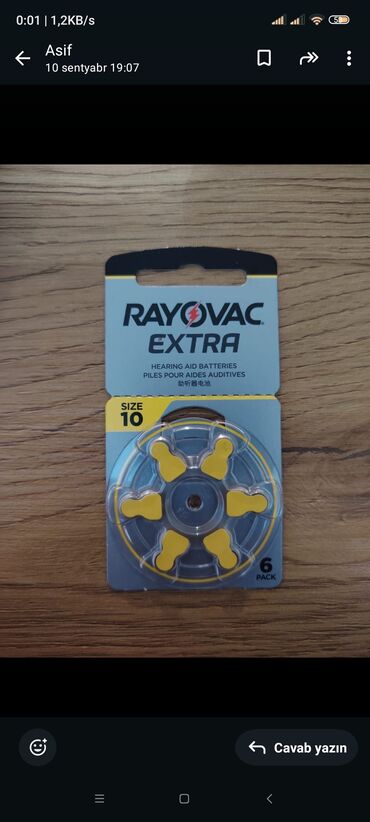 Daewoo: Məhsul: Rayovac Extra eşitmə cihazı batareyaları Model/ölçü: Size 10