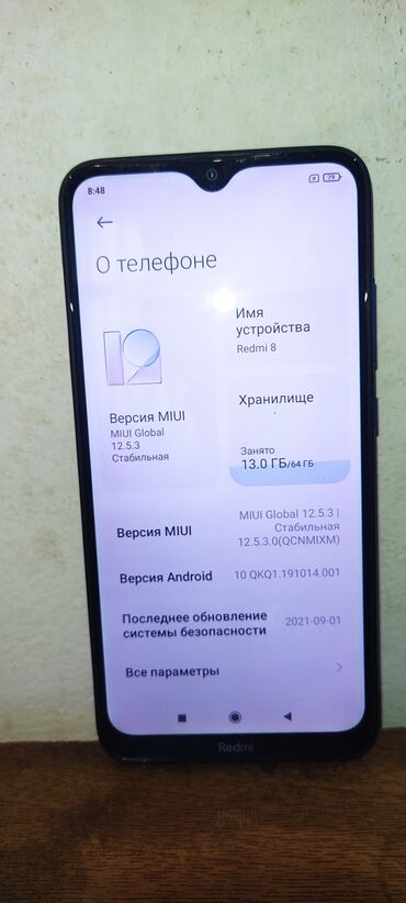 tecno телефон: Redmi, Redmi 8, Б/у, 64 ГБ, цвет - Синий, 2 SIM