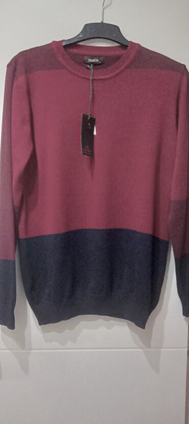 džemper i košulja: Nov muški tanji dzemper, L veličina, Turska Bordo- teget kombinacija