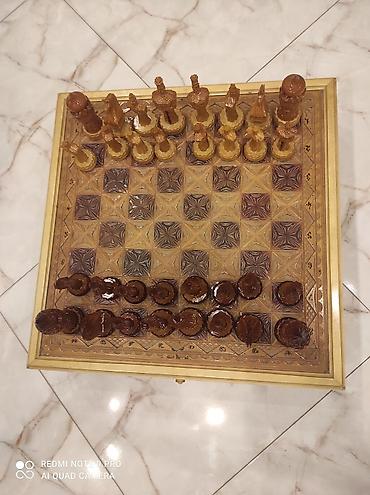 Şahmatlar: Əl işləri şahmat dəsti - Material: tamamilə ağacdan hazırlanmış lövhə — 4
