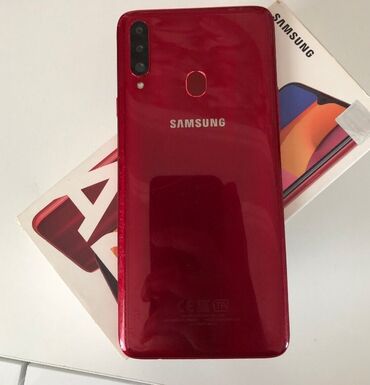 samsung p930: Samsung A20s, 32 GB, rəng - Qırmızı, Barmaq izi, İki sim kartlı, Face ID
