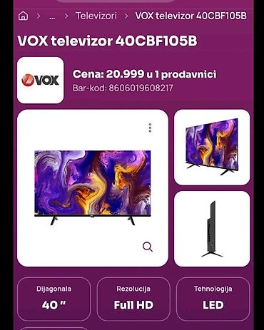 polovne multimedije: Prodajem VOX televizor 40CBF105B 40 inca Nov ne koriscen sa celofanom — 1