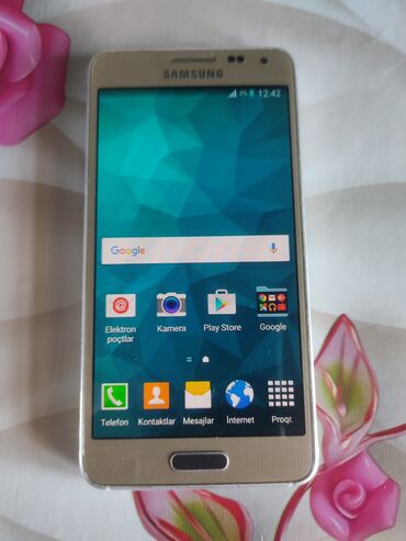 samsung 10 qiymeti: Samsung Galaxy Alpha, 32 ГБ, цвет - Золотой, Сенсорный