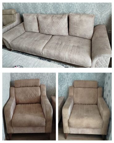 Divan və kreslo dəstləri: İşlənmiş, Divan, 2 kreslo, Bazalı, Açılan