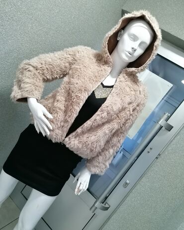 sako sa otvorenim rukavima: S (EU 36), With lining, Faux fur, color - Beige