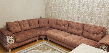 iki yerli divan: Угловой диван, Б/у, Раскладной, С подъемным механизмом, Набук, Нет доставки