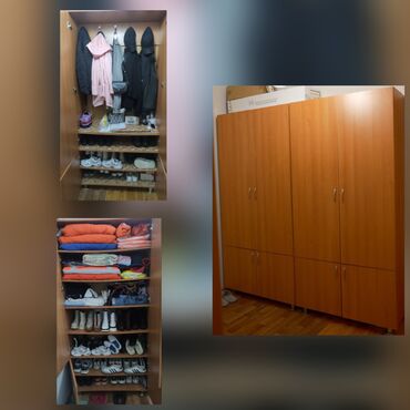 Tavalar: İşlənmiş, Açılan, 4 qapılı Düz dolab, Qarderob, paltar dolabı