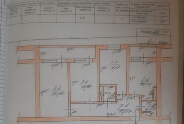 квартира синимат: 3 бөлмө, 72 кв. м, Жеке план, 3 кабат, Эски ремонт