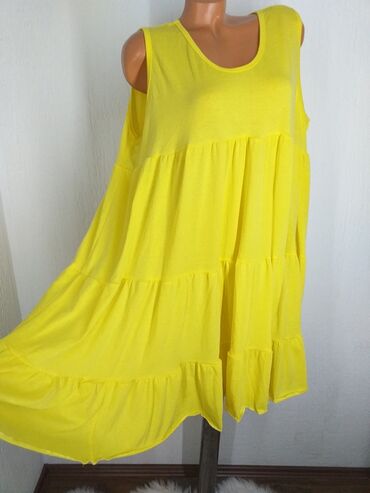 mona nova kolekcija haljine: 4XL (EU 48), bоја - Žuta, Oversize, Na bretele