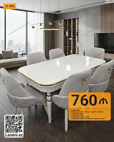 Masa dəsti – kod: 6908 - Açıq ölçü: 90 × 200 sm - Bağlı ölçü: 90 ×
