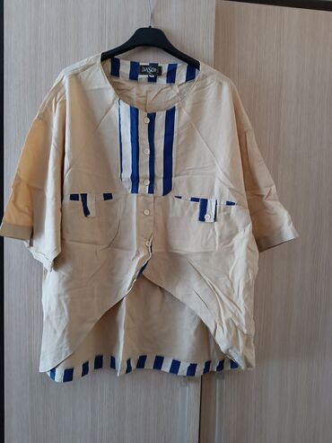 Shirts: L (EU 40), Cotton, Single-colored, Stripes, color - Beige