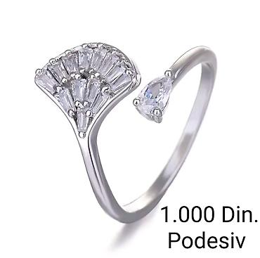 svarovski prstenje: Elegantni posrebreni podesiv prsten od hirurskog čelika sa žigom — 1