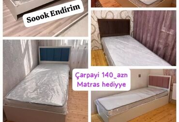Кровати: Новый, Односпальная кровать, Без подьемного механизма, С матрасом, Без выдвижных ящиков, Азербайджан