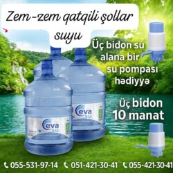 İçkilər: Eva su xidmeti zem zem terkibli