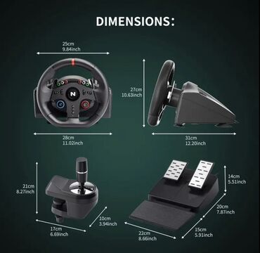 Video oyunlar üçün aksesuarlar: Nitho oyun sükanı dəsti – realistik yarış təcrübəsi üçün tam komplekt — 3