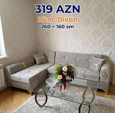 Divanlar: Künc Divan – 260 × 160 sm - Modellər: boz, açıq bej, qırmızı və digər — 4