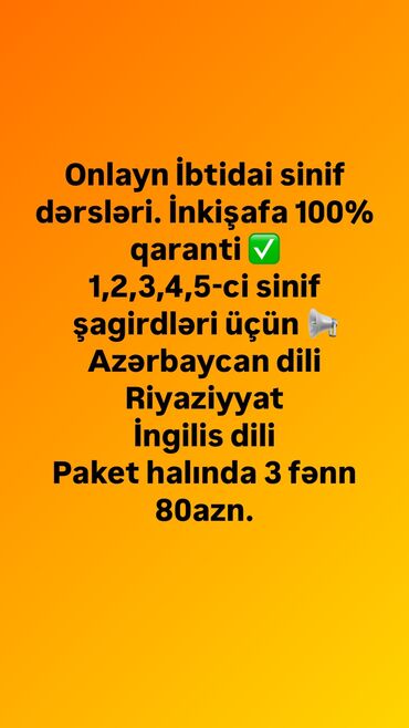 Repetitorlar: İbtidai sinif hazırlıqı. Övladınızın tez zamanda inkişafı. 3 fənn hal