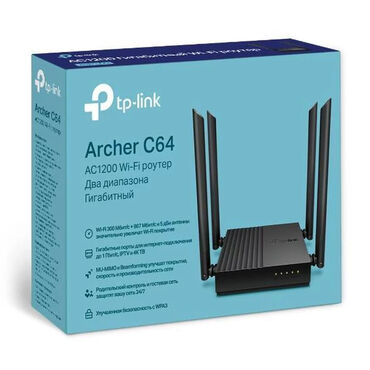 Модемы и сетевое оборудование: Роутер Archer C64 Новинка AC1200 Wi-Fi роутер с MU‑MIMO Wi-Fi 802.11ac