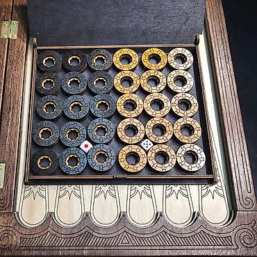 Нарды: Нарды "Роял Фиш" - Техника декора: глубокая лазерная гравировка по — 11