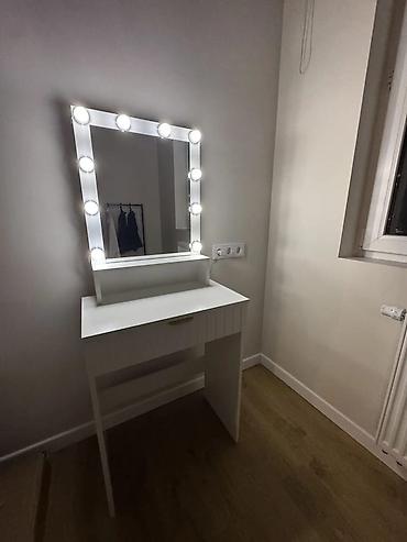 standing mirror: Туалетный столик, Новый, С зеркалом, цвет - Белый, ЛДСП — 9