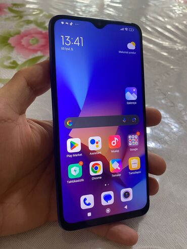 tcl telefon: Redmi 9T, 128 GB, rəng - Mavi, Barmaq izi