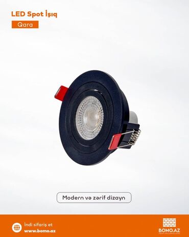 📦 LED Spot İşıq Qara Modern və zərif dizayn 🔸 Forma: Dairəvi 🔸