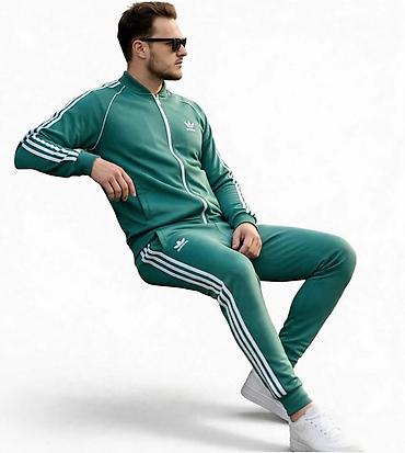 Adidas muški trenerka komplet – zelena - Gornji deo: rajsferšlus po