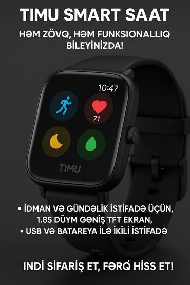 Smart saatlar: Yeni, Smart saat, Suya davamlı, rəng - Qara