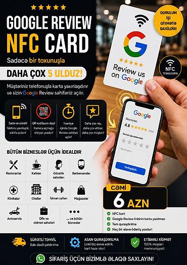 Digər biznes avadanlığı: Google Review NFC Kartı – Cəmi 6 AZN! 📲 Telefonu karta yaxınlaşdırın — 3