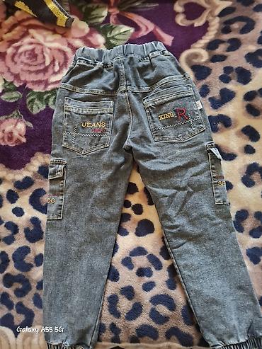Cinslər və şalvarlar: Uşaq cins şalvarı - Rəng: tünd-boz denim - Model: cargo üslubunda — 2