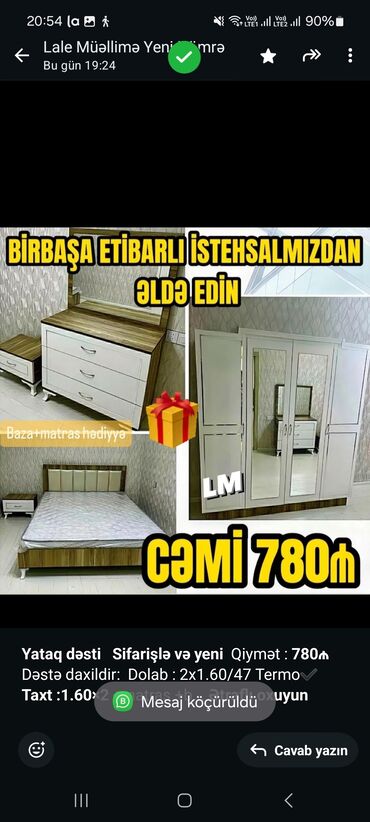 avanqard yataq mebelleri: *Yataq dəsti* *Sifarişlə və yeni* Qiymət : *780₼* Dəstə daxildir