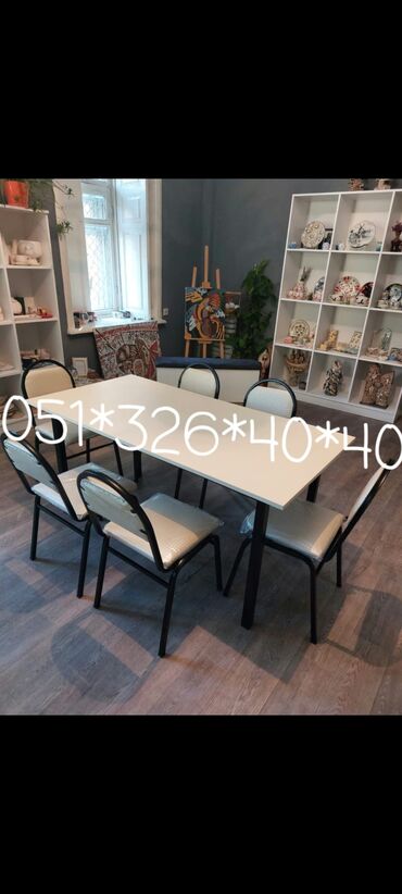 Masa və oturacaq dəstləri: Qonaq otağı üçün, Yeni, Açılan, Dördbucaq masa, 4 stul — 9